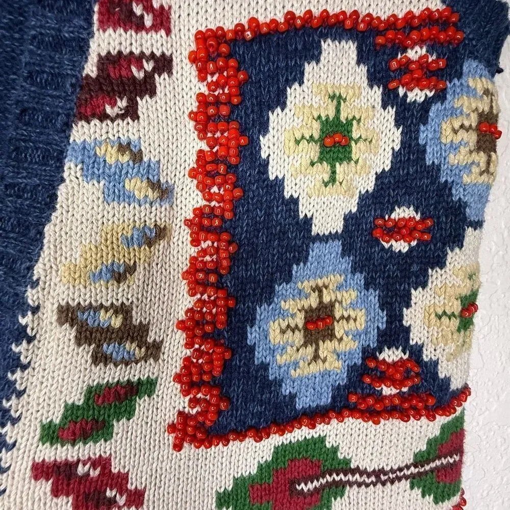 Vintage Cambridge Dry Goods Country Store Beaded Navajo Sweater Vest Sz S